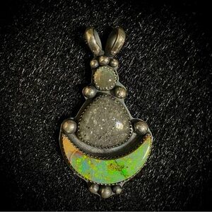 Sterling Silver Monarch Opal Labradorite and Black Sunstone Pendant